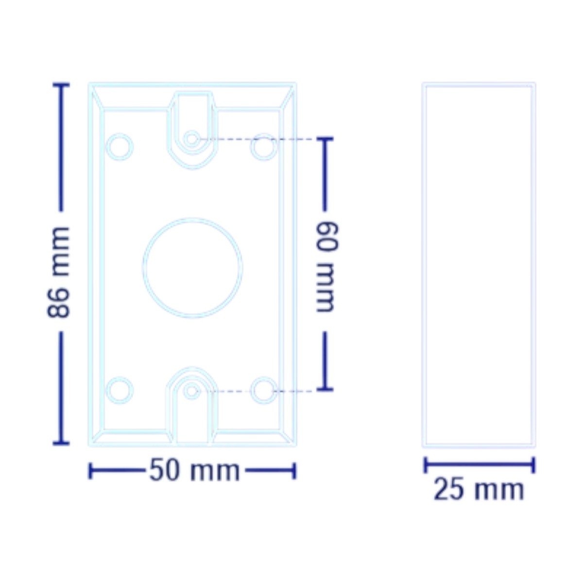 Caja de Montaje para Botón Metálica Forma Rectangular MBB-800A-M - SILYMX