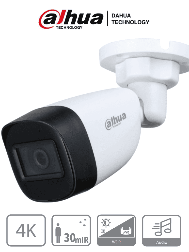 Cámara Bullet 4k con Micrófono Integrado 8 Megapixeles DH-HAC-HFW1801CN-A - SILYMX