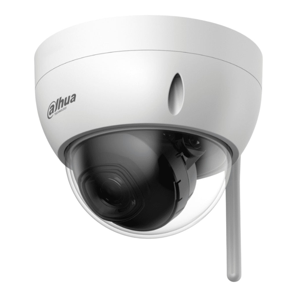 Camara IP Domo Wifi de 4 Megapixeles Lente de 2.8 mm 90 Grados de Apertura IR de 30 Metros Ranura para MicroSD IP67 Antivandálica Ik10 Detección de Humanos SMD Hasta 80 Metros de Alcance en Área Abierta DH-IPC-HDBW1430DE-SW