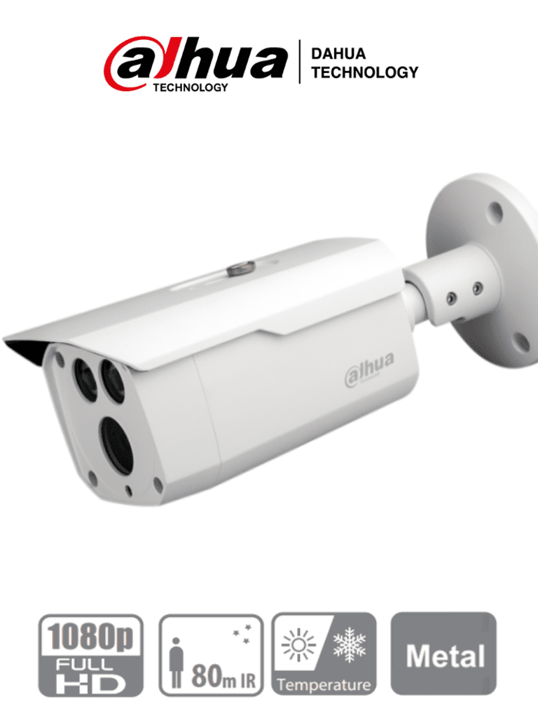 Cámaras IP BalaDAHUADH-HAC-HFW1200DN-0360B-S5Camara Bullet HDCVI 2MP 1080p Full HD Lente 3.6mm IR 80m IP67 Dahua DH - HAC - HFW1200DN - 0360B - S5 - SILYMX