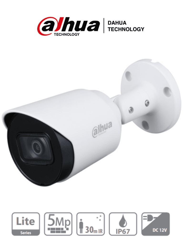 Cámaras IP BalaDAHUADH-HAC-HFW1500TN-0280BCámara Bullet HDCVI 5MP Lente 2.8mm IR 30m IP67 Metálica DAHUA DH - HAC - HFW1500TN - 0280B - SILYMX