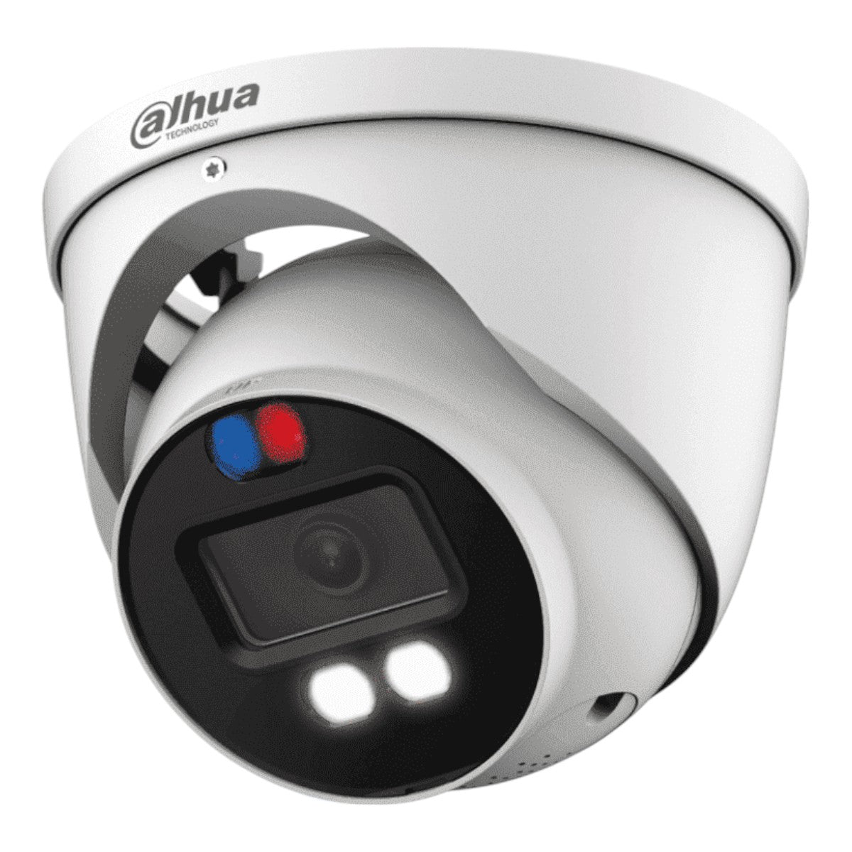 Camara Domo TioC de 5 Megapixeles Iluminador Dual Inteligente Lente de 2.8mm 111 Grados de Apertura 40 Metros de Iluminación Visible e IR Estrobo de Luz Roja y Azul Super Adapt Micrófono Integrado WDR Real DH-HAC-ME1509HN-A-PV - SILYMX