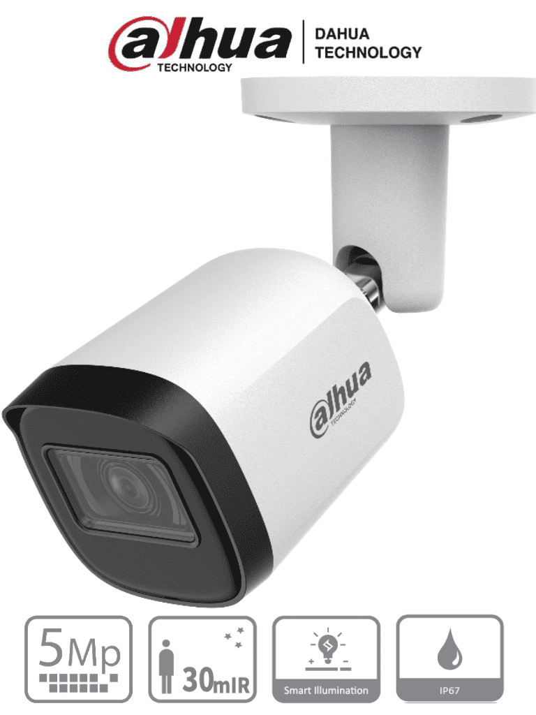 Cámaras IP BalaDAHUADH-HAC-B2A51N-U-0280B-S2Camara Bullet HDCVI 5MP Lente 2.8mm Gran Angular IP67 Dahua DH - HAC - B2A51N - 0280B - S2 - SILYMX