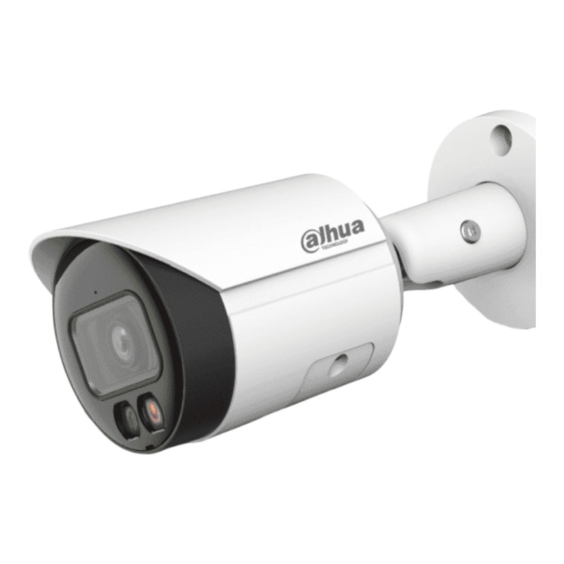 Camara Bullet IP 5 Megapixeles Iluminador Dual Inteligente+Full Color WizSense Lente de 2.8mm 111 Grados de Apertura Microfono Integrado 30 Mts de IR y Luz Visible Metal Ranura MicroSD SMD Plus PoE DH-IPC-HFW2549S-S-IL - SILYMX