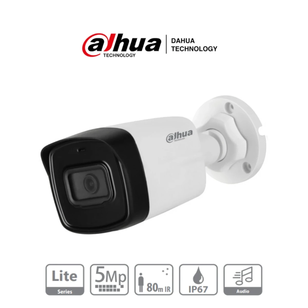 Cámaras IP BalaDAHUADH-HAC-HFW1500TLN-A-0280B-S2Cámara Bullet HDCVI 5MP Micrófono Integrado Lente 2.8mm IR 80m Starlight DAHUA DH - HAC - HFW1500TLN - A - 0280B - S2 - SILYMX