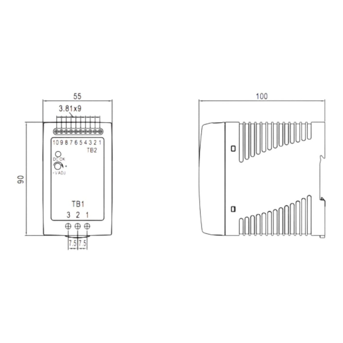 Fuente de poder MEANWELL Riel Din 24V, 100W con Cargador de Bateria DRC-100-B - SILYMX