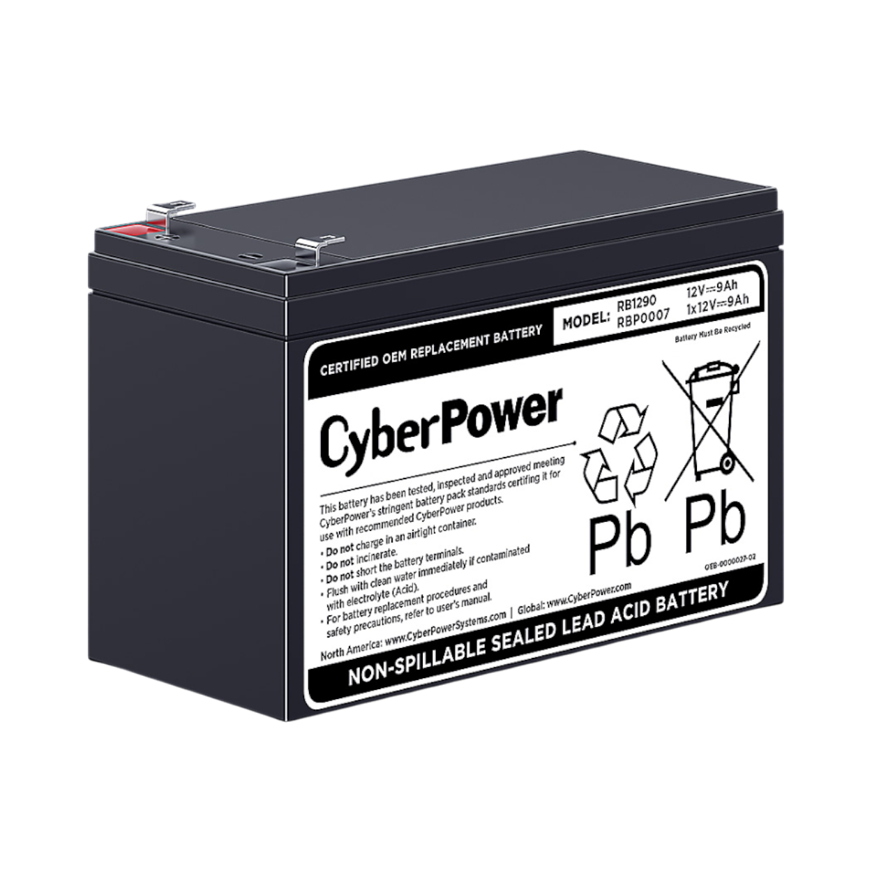 Batería de Reemplazo de 12V/9Ah para UPS de CyberPower RB1290 - SILYMX