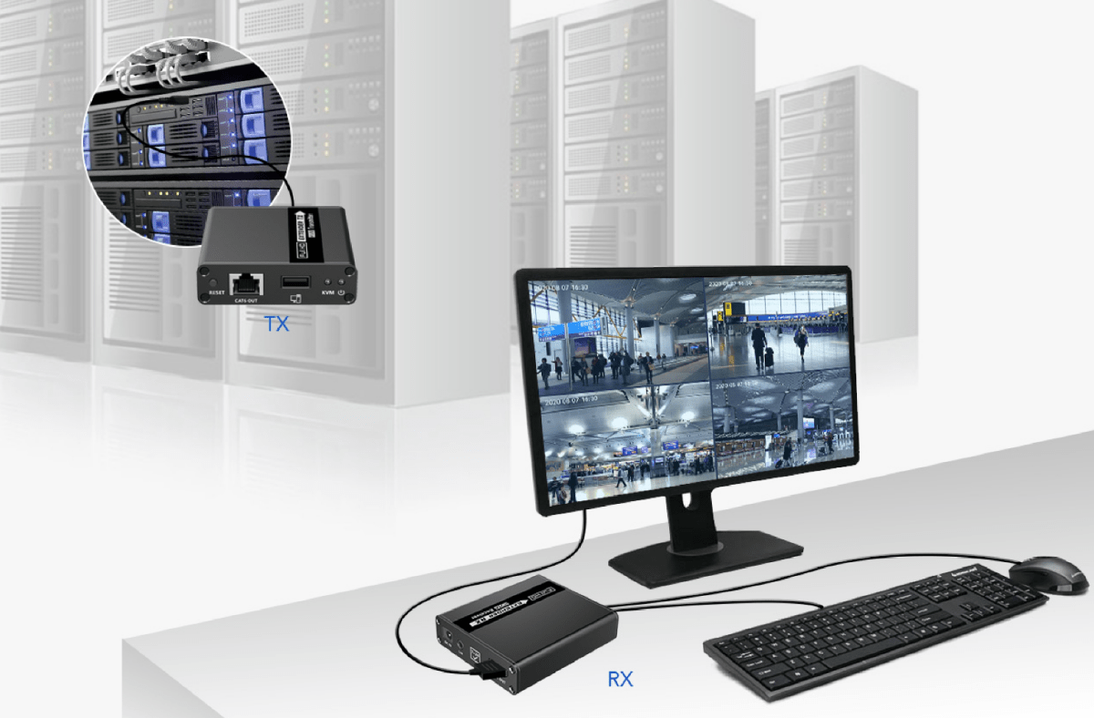 Kit extensor KVM HDMI y USB hasta 70 metros 1080P 60 Hz Cat 6 Uso 24/7 Salida de audio Transmite el Video y Controla tu DVR vía USB a distancia TT223KVM - SILYMX