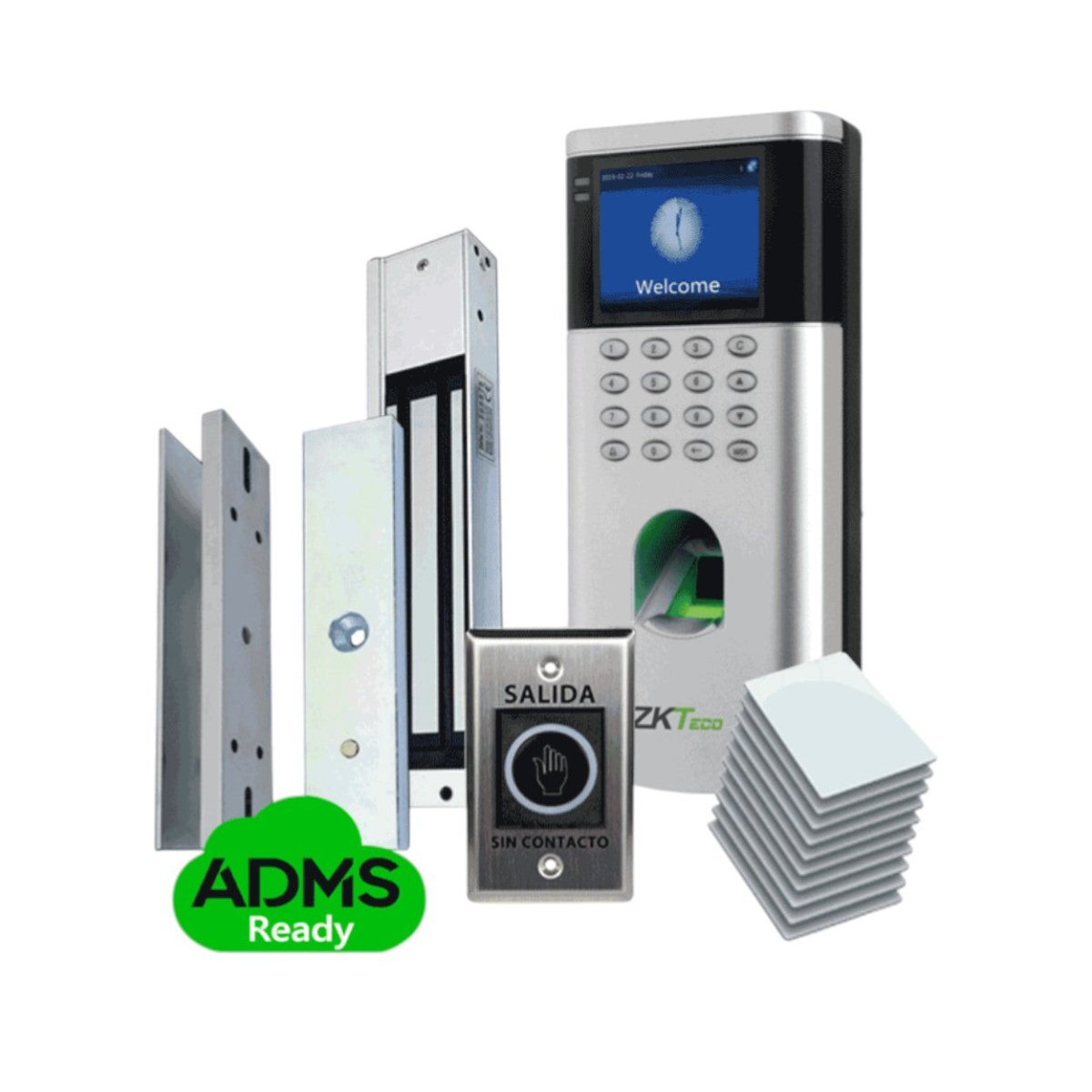 Kit Control de AccesoZKTECOLF10KITKit Control de Acceso Biométrico 1 Puerta Electroimán 280kg RFID ZKTeco LF10KIT - SILYMX