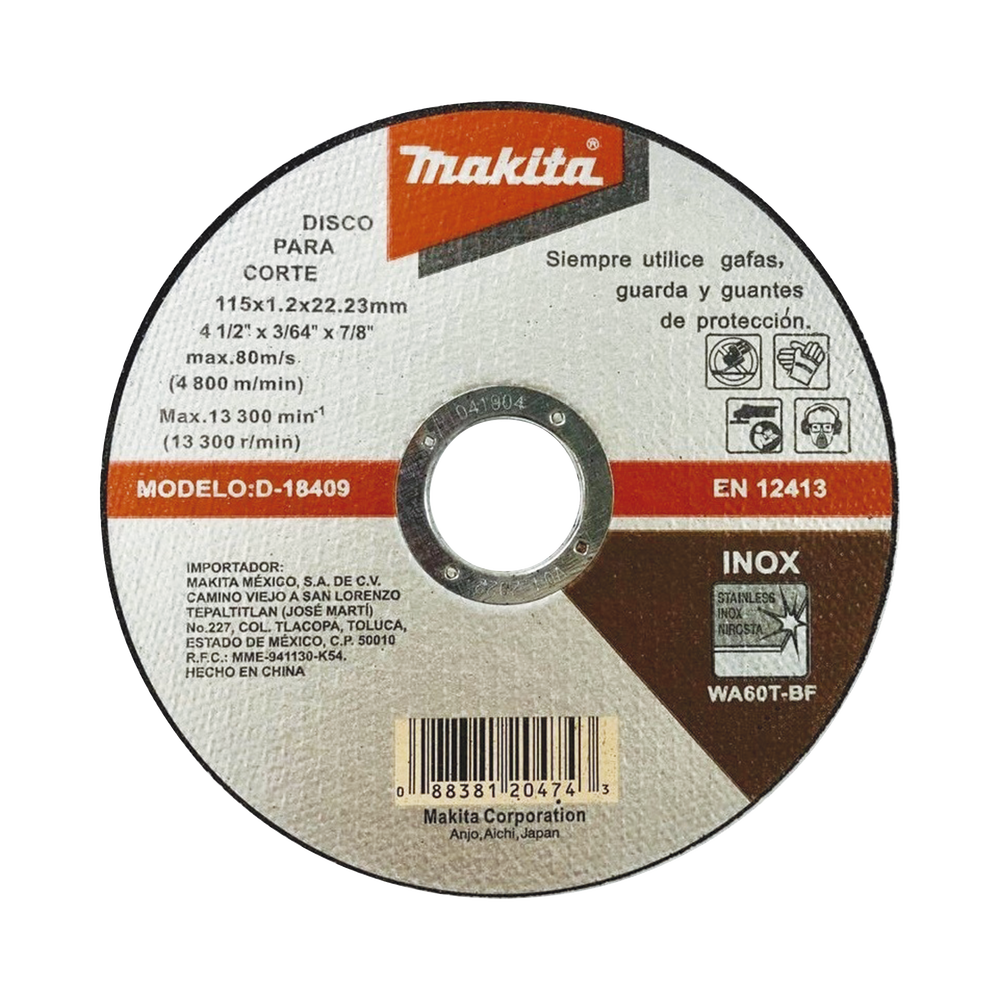 Disco De Corte De 22.225 Mm De Acero Inoxidable Makita D18409 - SILYMX