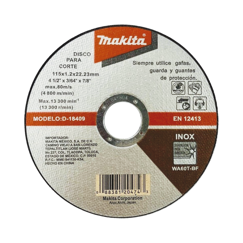 Disco De Corte De 22.225 Mm De Acero Inoxidable Makita D18409 - SILYMX