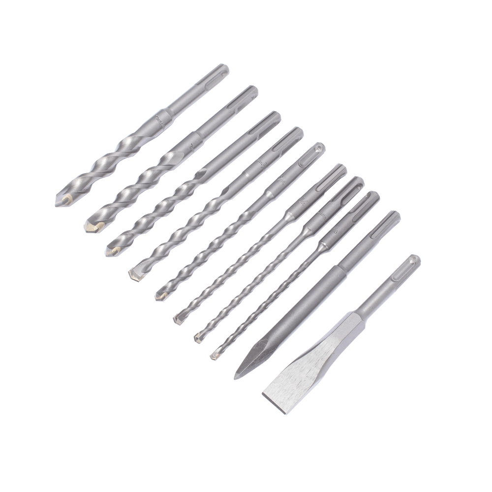 Juego con 10 piezas de brocas y cinceles SDS PLUS D-45820 - SILYMX