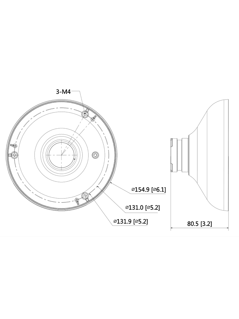 Accesorios CCTVDAHUADH-PFA105Adaptador Montaje Aluminio para Cámara Fisheye IP Dahua DH - PFA105 - SILYMX