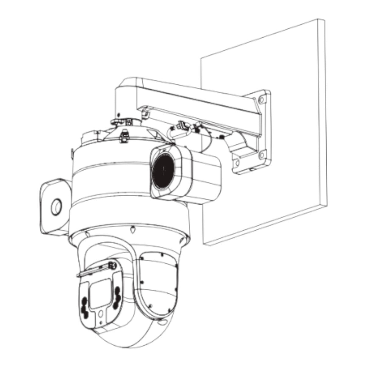 Soporte para montaje en pared Altamente compatible se puede utilizar con cámaras PTZ y dispositivos de imágenes térmicas Puerto exclusivo para una fácil depuración y mantenimiento DH-PFB7320W-SG - SILYMX
