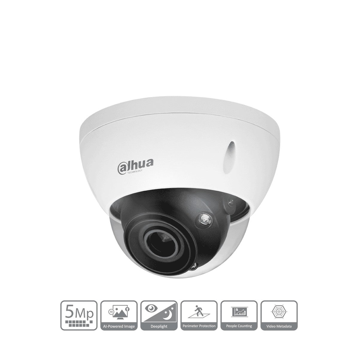 Cámara IP Domo 5MP con WizMind y Lente Motorizado 2.7-13.5 mm LED IR 40m 114° H.265+ Metadatos SMD 3.0 Acupick E/S de Alarma y Audio Micro SD IP67 IK10 ePoE. Ideal para seguridad avanzada DH-IPC-HDBW5541E-ZE - SILYMX