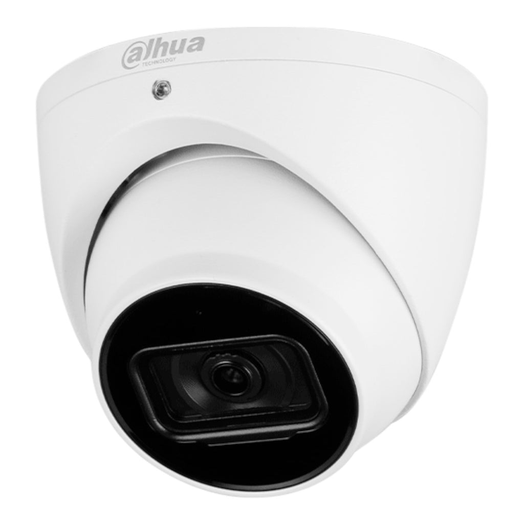 Cámara IP Domo de 8 MP con diseño Eyeball, lente 2.8 mm, y tecnología WizSense. Ofrece visión nocturna con IR de 30m, SMD 4.0 y AI SSA para análisis inteligente. Incluye ranura para MicroSD, y protección IP67 soportando PoE DH-IPC-HDW3841EM-S-S2