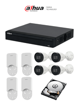 Kit Ip De 4 Canales Con Nvr Con 4 Puertos Poe 1tb DH-KIT/NVR1104HS-P-S3/H-1T/4-H + DH-PFA12A - SILYMX