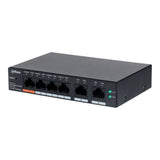 DAHUA CS4006-4ET-60 Switch PoE de 6 Puertos Administrable 4 Puertos PoE 10/1002 Puertos Uplink 10/100/1000 60 Watts  PoE Hasta 250 Metros - SILYMX