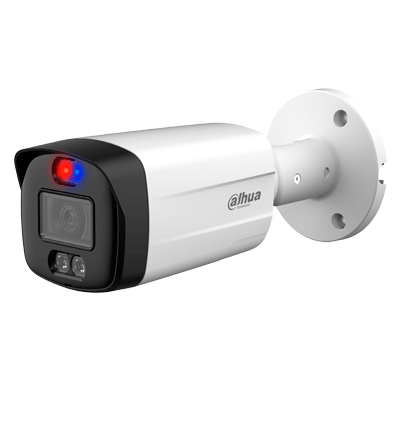 Camara Bullet HDCVI 5MP Lente 2.8mm IR 40m Luz Roja y Azul Dahua DH-HAC-ME1509THN-A-PV-0280B-S2 - SILYMX
