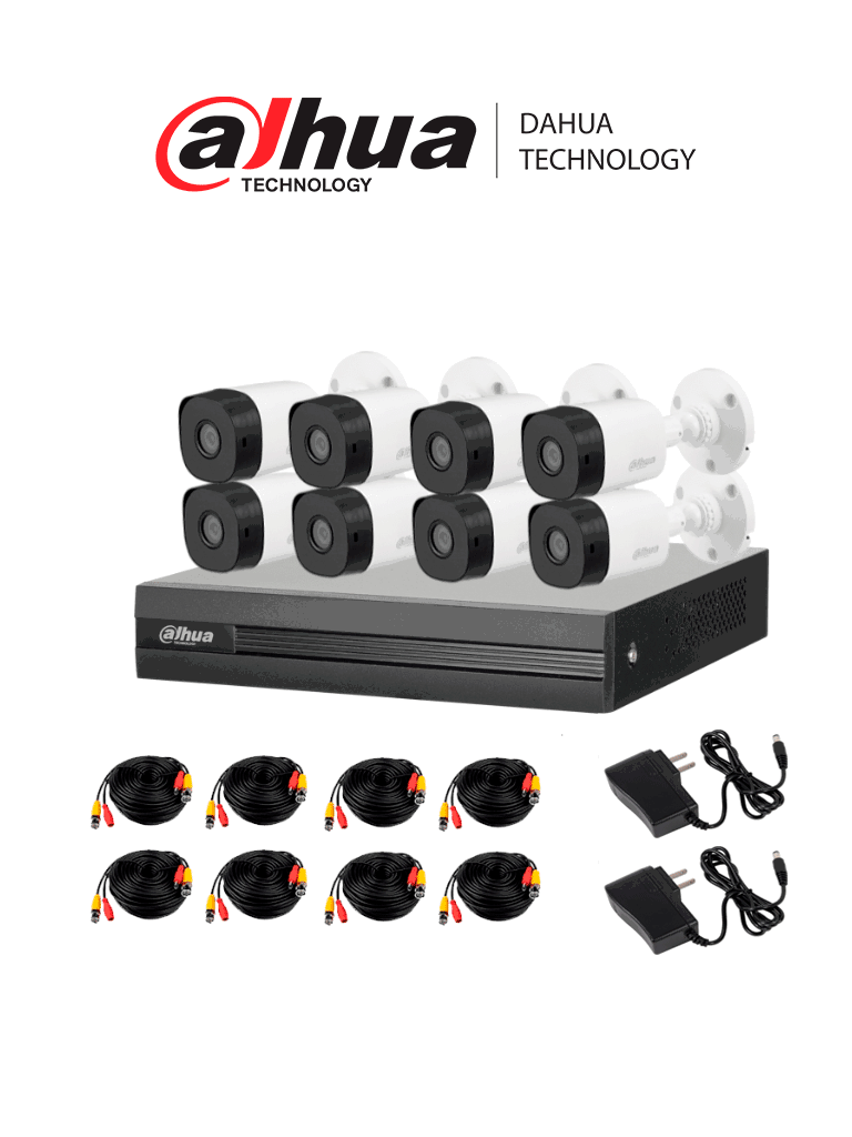 Kit De Segurdad Dahua Dvr 8 Cámaras B1a21 Fhd 1080p 2 M /vc DH-KIT/XVR1B08-I/8-B1A21N-0360B - SILYMX
