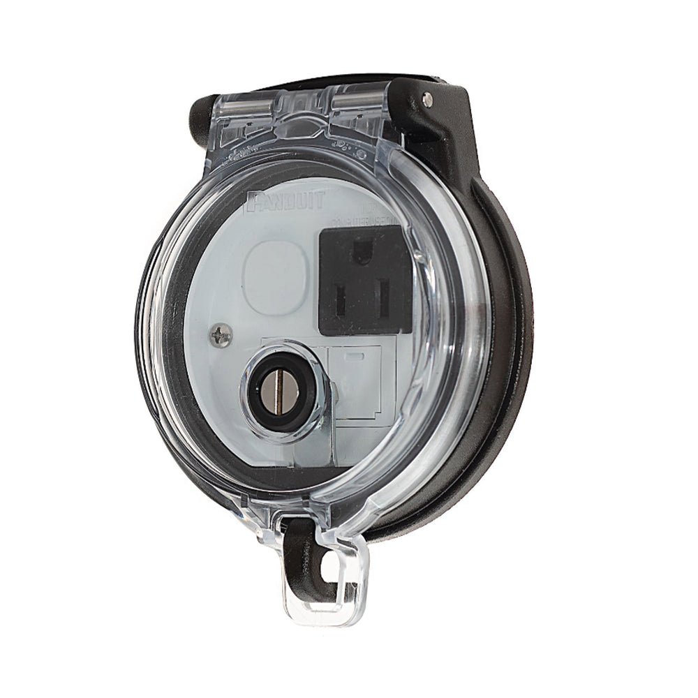 Dispositivo Circular de Puertos de Acceso a Datos Con Dos Espacios Para Módulos Mini-Com y Un Receptáculo NEMA 5-15R - SILYMX