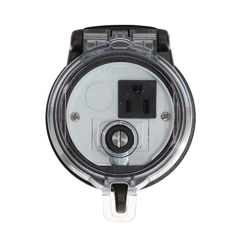 Dispositivo Circular de Puertos de Acceso a Datos Con Dos Espacios Para Módulos Mini-Com y Un Receptáculo NEMA 5-15R - SILYMX