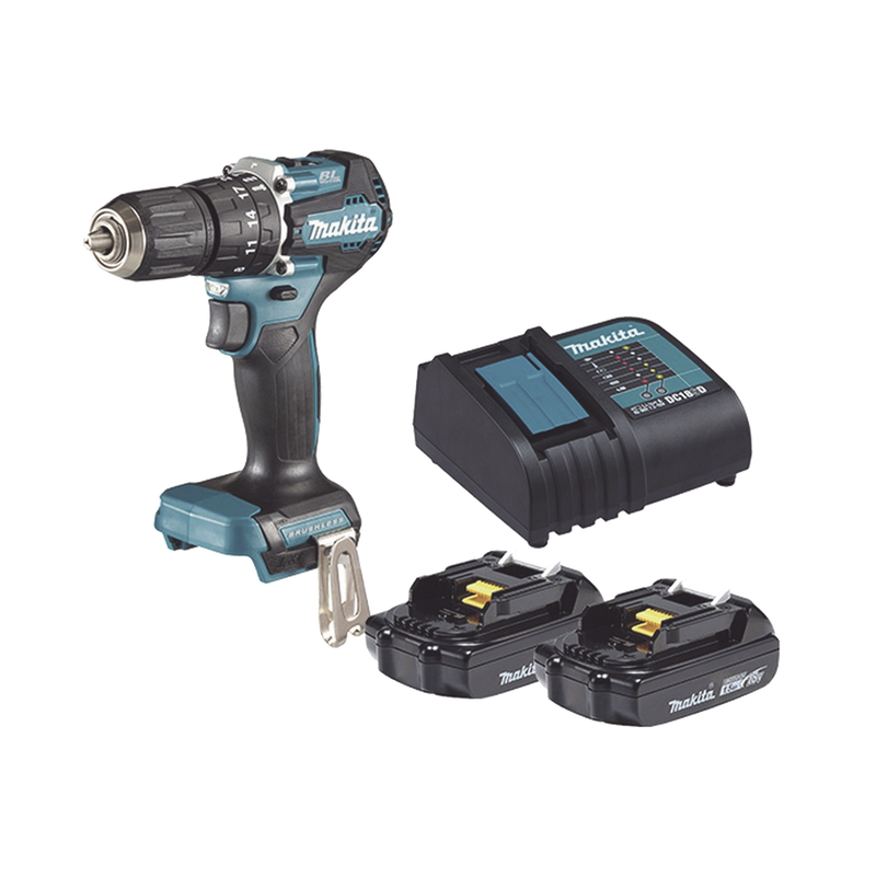 Rotomartillo Taladro Inalámbrico SIN CARBONES Broquero de 1/2" 1,700 RPM 18V Torque: 42 N.m C/2 Bat. (1.5Ah) y Cargador DHP487SYX2 - SILYMX