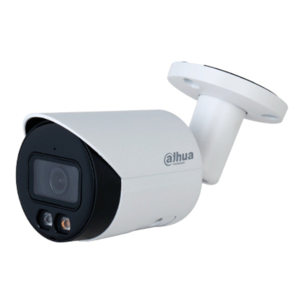 Camara Bullet IP 4 Megapixeles Iluminador Dual Inteligente+Full Color WizSense Lente de 2.8mm 95 Grados Microfono Integrado 30 Mts de IR y Luz Visible Metal Ranura MicroSD WDR 120dB SMD Plus PoE DH-IPC-HFW2449S-S-IL - SILYMX