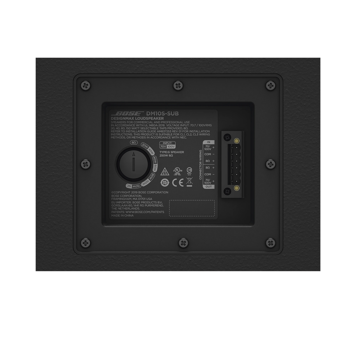 Subwoofer 10in Montaje Pared 8 Ohms 70V 100V Negro DesignMax Bose Professional DM10S-SUB