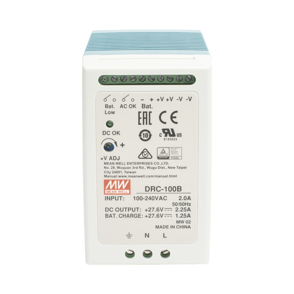 Fuente de poder MEANWELL Riel Din 24V, 100W con Cargador de Bateria DRC-100-B - SILYMX