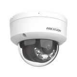 Dual Light Domo IP 6 Megapixel Lente 2.8 mm 30 mts IR + 30 mts Luz Blanca Micrófono Integrado ACUSENSE Lite Exterior IP67 H.265 PoE ONVIF DS-2CD1163G2-LIU - SILYMX