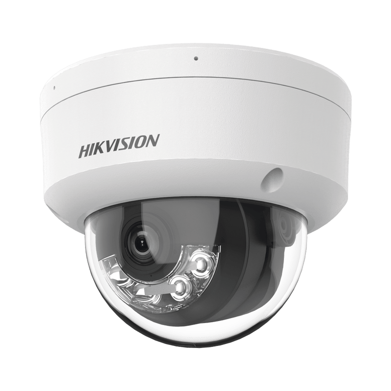 Dual Light Domo IP 6 Megapixel Lente 2.8 mm 30 mts IR + 30 mts Luz Blanca Micrófono Integrado Antivandálico IK08 ACUSENSE Lite Exterior IP67 H.265 PoE ONVIF Micro SD DS-2CD1163G2-LIUF - SILYMX
