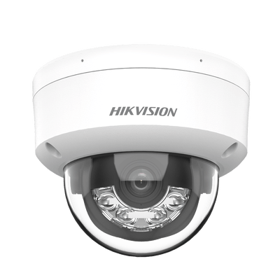 Dual Light Domo IP 8 Megapixel 4K Lente 2.8 mm 30 mts IR + 30 mts Luz Blanca Micrófono Integrado IK08 ACUSENSE Lite Exterior IP67 H.265 PoE ONVIF DS-2CD1183G2-LIU - SILYMX