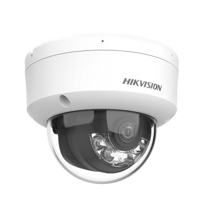 [Dual Light] Domo IP 8 Megapixel (4K) Lente 2.8 mm 30 mts IR + 30 mts Luz Blanca Micrófono Integrado Antivandálico IK08 ACUSENSE Lite Exterior IP67 H.265 PoE ONVIF Micro SD DS-2CD1183G2-LIUF - SILYMX