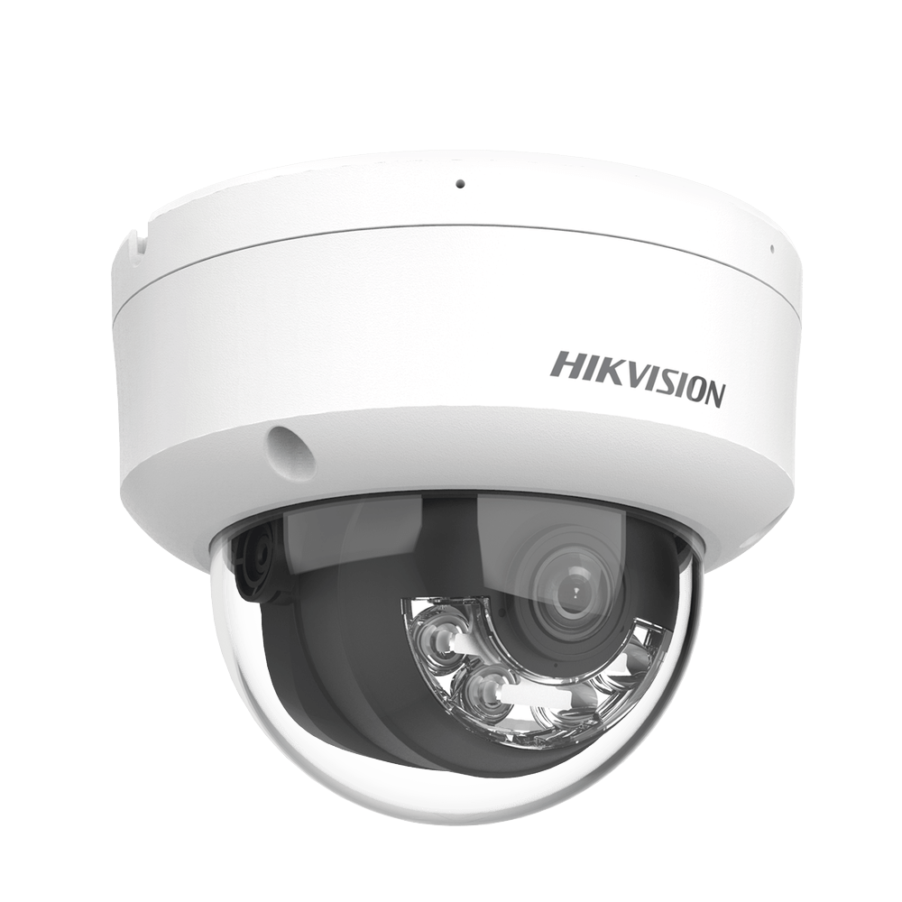 [Dual Light] Domo IP 8 Megapixel (4K) Lente 2.8 mm 30 mts IR + 30 mts Luz Blanca Micrófono Integrado Antivandálico IK08 ACUSENSE Lite Exterior IP67 H.265 PoE ONVIF Micro SD DS-2CD1183G2-LIUF - SILYMX