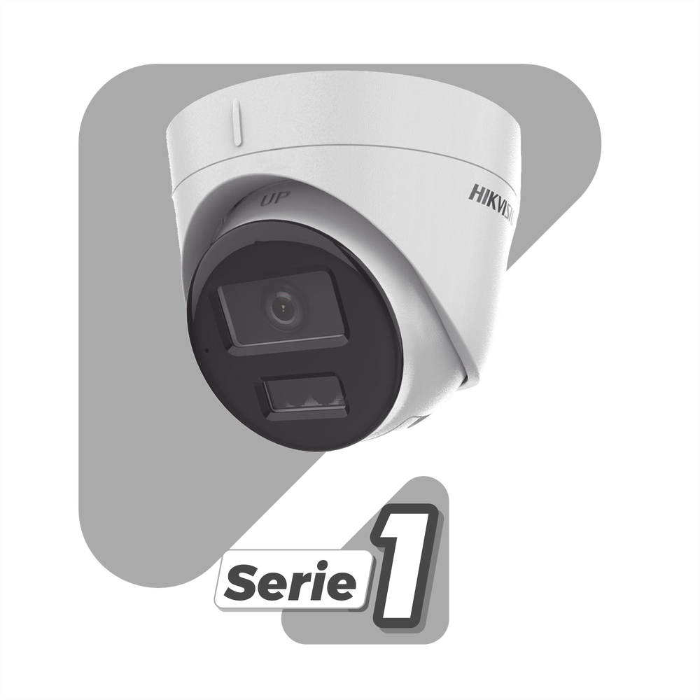 Cámara Dual Light Turret IP 4 Megapixel Lente 2.8 mm 30 mts IR + 30 mts Luz Blanca Micrófono Integrado ACUSENSE Lite Exterior IP67 H.265 PoE ONVIF Micro SD DS-2CD1343G2-LIUF - SILYMX