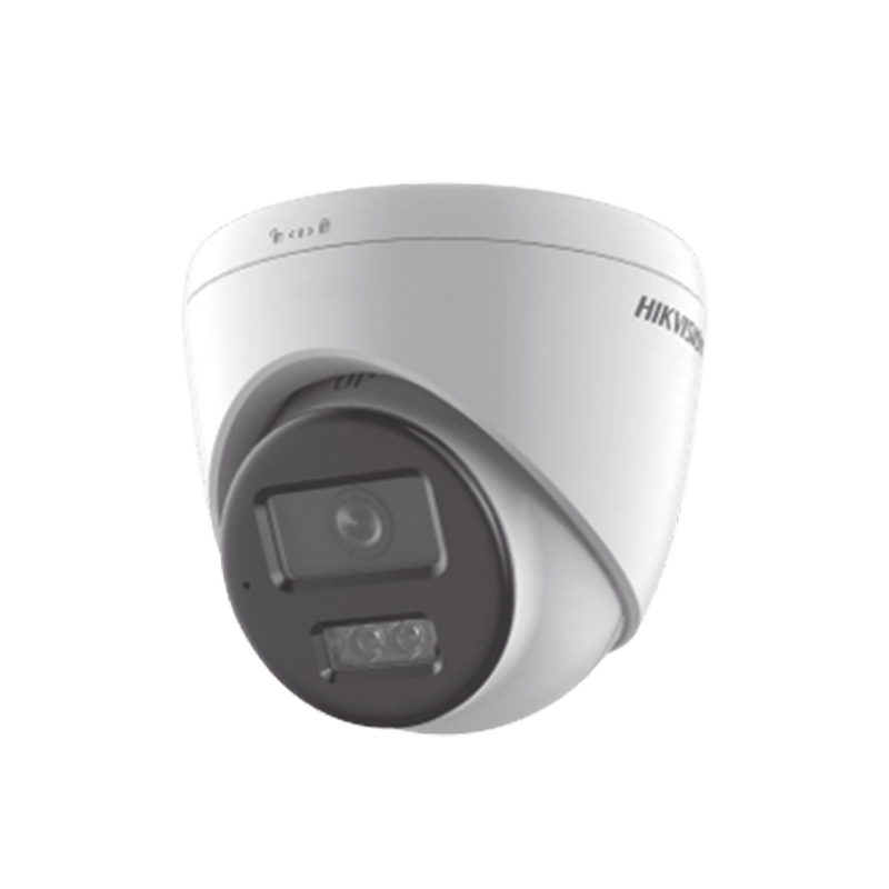 Dual Light Turret IP 6 Megapixel Lente 2.8 mm 30 mts IR + 30 mts Luz Blanca Micrófono Integrado ACUSENSE Lite Exterior IP67 H.265 PoE ONVIF Micro SD DS-2CD1363G2-LIU(F) - SILYMX