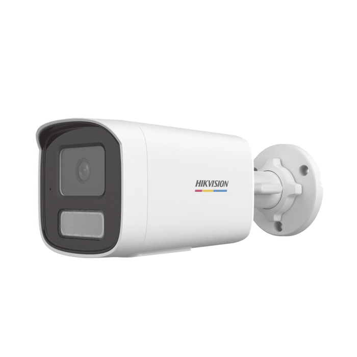 Cámara Dual Light + ColorVu Bala IP 4 Megapixel Lente 4 mm 50 mts IR + 50 mts Luz Blanca Micrófono Integrado ACUSENSE Lite Exterior IP67 WDR 120 dB PoE Micro SD ONVIF DS-2CD1T47G2H-LIUF - SILYMX