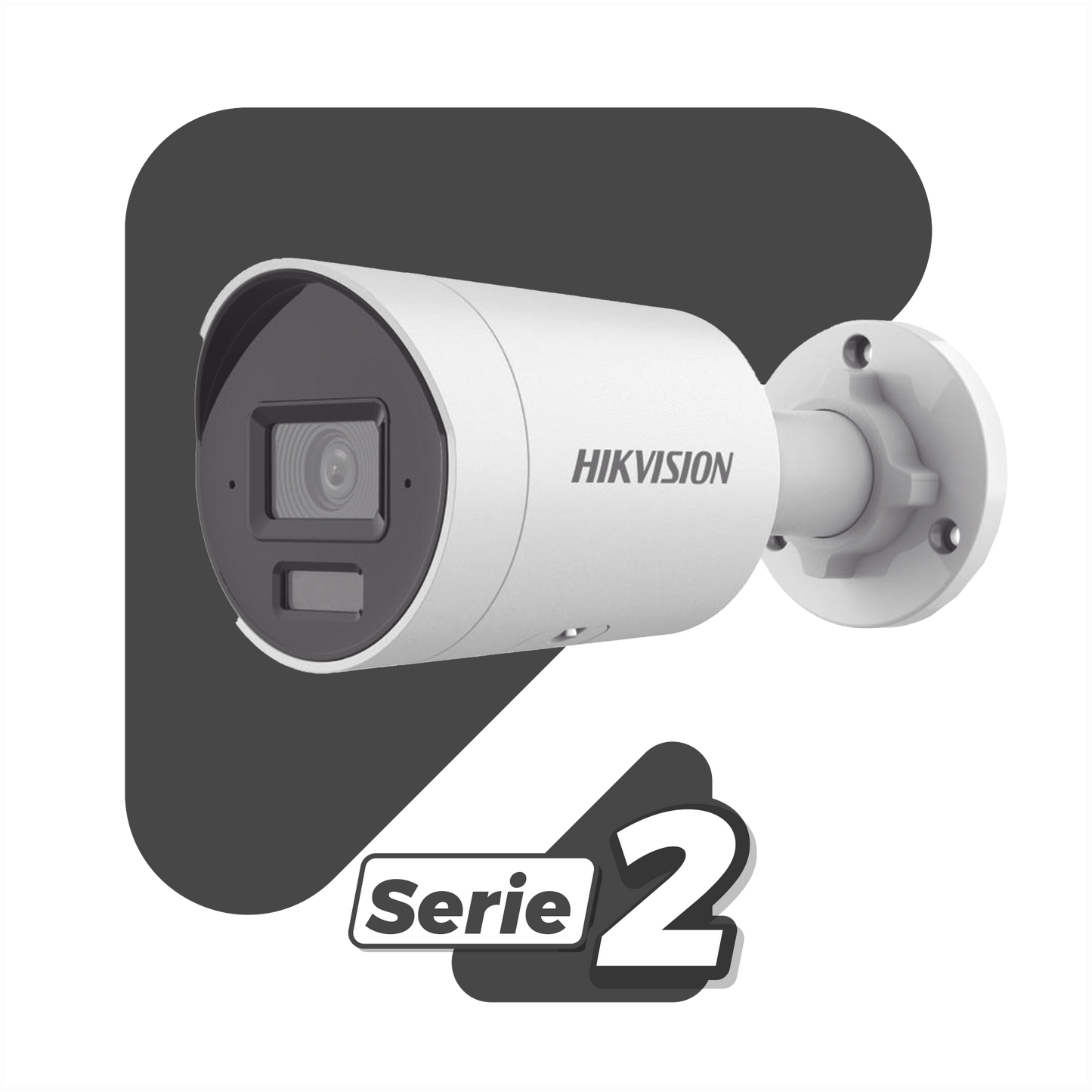 Cámara Bala IP 4 Megapixel Dual Light + 2 Micrófonos Integrados Lente 2.8 mm 40 mts Luz Blanca + 40 mts IR ACUSENSE Exterior IP67 WDR 120 dB PoE ONVIF Micro SD Metal ACUSEARCH DS-2CD2043G2-LI2U - SILYMX