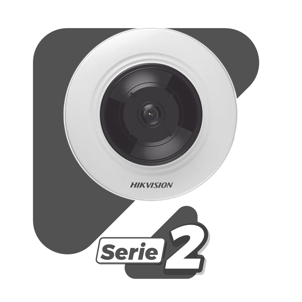 Cámara Mini Fisheye IP 5 Megapixel HIKVISION Panorámica 180° - 360° Microfono Integrado 8 mts IR Uso en Interior PoE Múltiples Vistas por iVMS-4200 Alarmas I/O Micro SD  DS-2CD2955G0-ISU - SILYMX