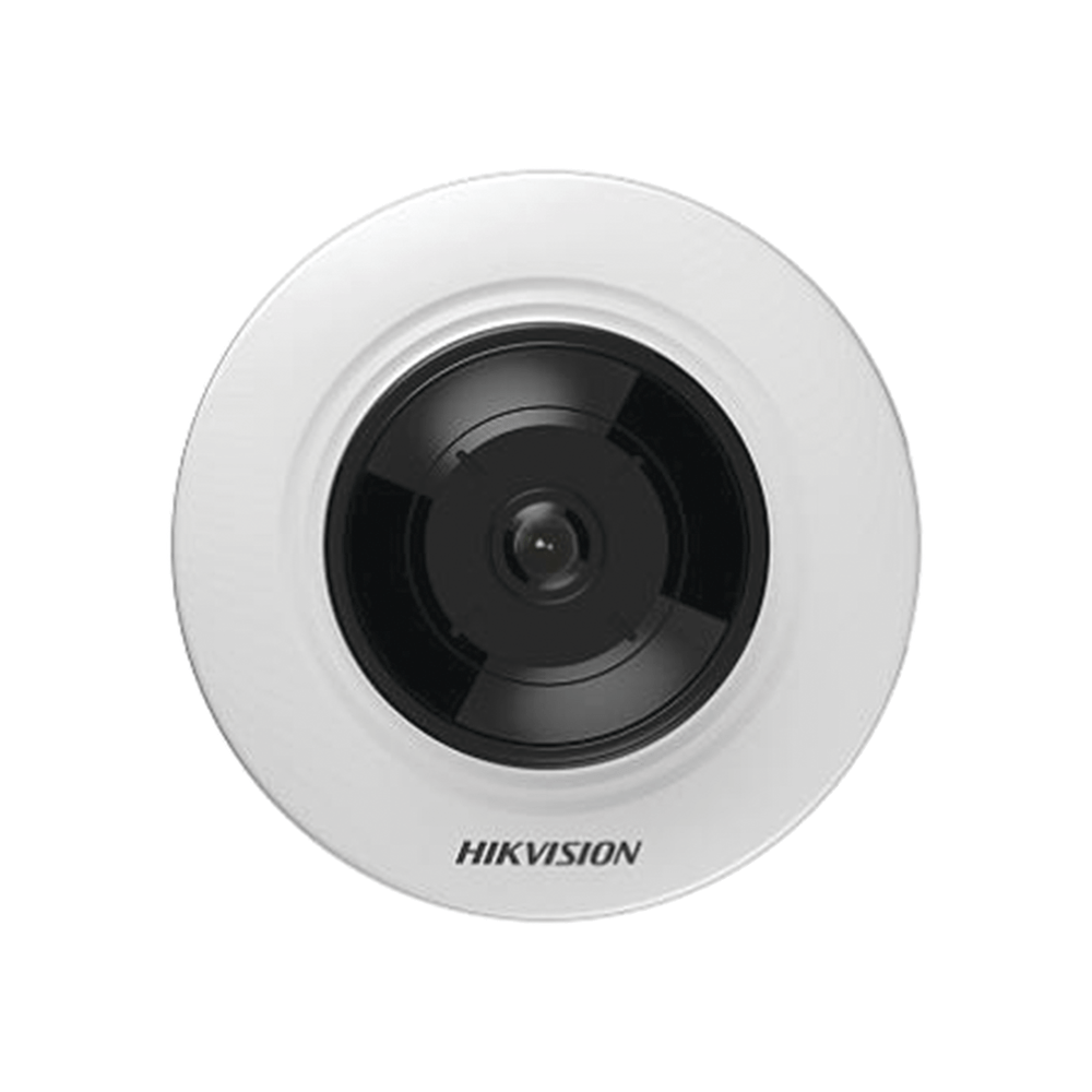 Cámara Mini Fisheye IP 5 Megapixel HIKVISION Panorámica 180° - 360° Microfono Integrado 8 mts IR Uso en Interior PoE Múltiples Vistas por iVMS-4200 Alarmas I/O Micro SD  DS-2CD2955G0-ISU - SILYMX