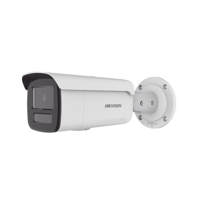 Cámara Dual Light + 2 Micrófonos Integrados Bala IP 4 Megapixel Lente 4 mm 80 mts IR + 80 mts Luz Blanca ACUSENSE Exterior IP67 IK10 WDR 120 dB PoE Micro SD ONVIF ACUSEARCHDS-2CD2T43G2-4LI2U - SILYMX
