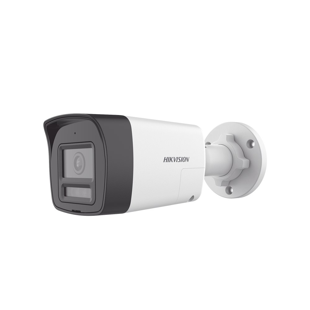 Cámara Bala TURBOHD 3K 5 Megapixel Lente 2.8 mm Angulo de vision 112° 30 mts IR EXIR + 20 mts Luz Blanca Micrófono y Bocina Integrado Exterior IP67 Metal dWDR  Audio Bidireccional + Dual Light + ColorVu DS-2CE16K0T-LTS - SILYMX