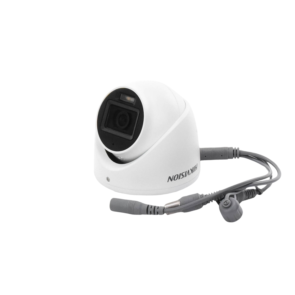 Cámara Turret TURBOHD 2 Megapixel (1080p) Lente 2.8 mm 30 mts IR + 20 mts Luz Blanca Gran Angular 101° Exterior IP67 Micrófono Integrado 4 Tecnologías Metal Dual Light + ColorVu DS-2CE76D0T-LMFS - SILYMX