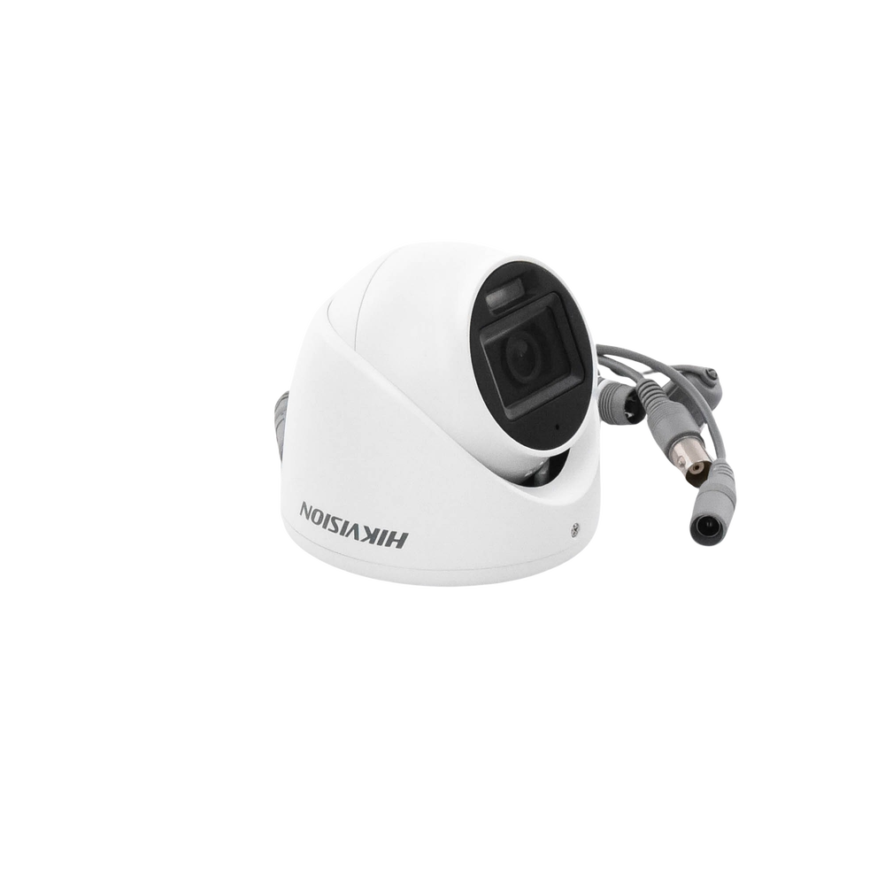 Cámara Turret TURBOHD 2 Megapixel (1080p) Lente 2.8 mm 30 mts IR + 20 mts Luz Blanca Gran Angular 101° Exterior IP67 Micrófono Integrado 4 Tecnologías Metal Dual Light + ColorVu DS-2CE76D0T-LMFS - SILYMX