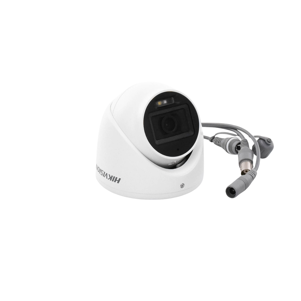 Cámara Turret TURBOHD 3K 5 Megapixel Lente 2.8 mm 30 mts IR + 20 mts Luz Blanca Gran Angular IP67 Micrófono Integrado dWDR Metal DS-2CE76K0T-LMFS - SILYMX