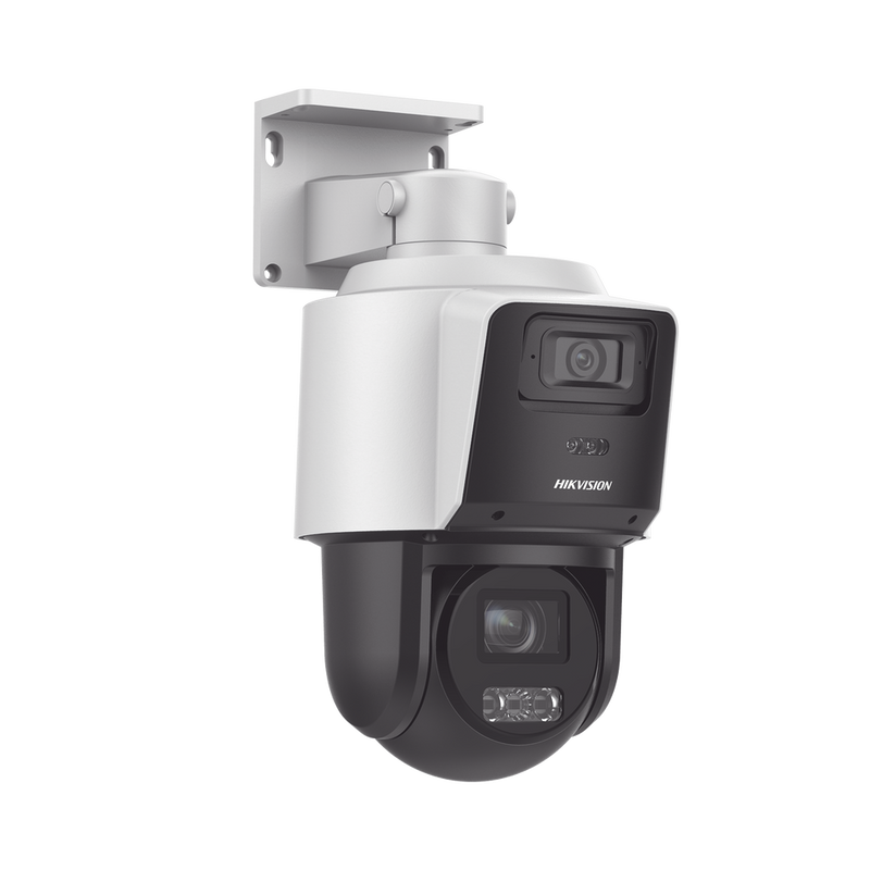 Cámara TandemVu PTZ IP 4 Megapixel con Cámara Panoramica 4 Megapixel 4X Zoom Dual Light 40 mts IR + 30 mts Luz Blanca ACUSENSE IP66 PoE+ DARKFIGHTER