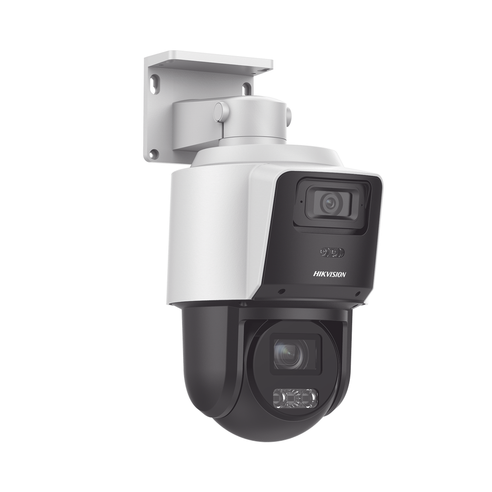 Cámara TandemVu PTZ IP 4 Megapixel con Cámara Panoramica 4 Megapixel 4X Zoom Dual Light 40 mts IR + 30 mts Luz Blanca ACUSENSE IP66 PoE+ DARKFIGHTER