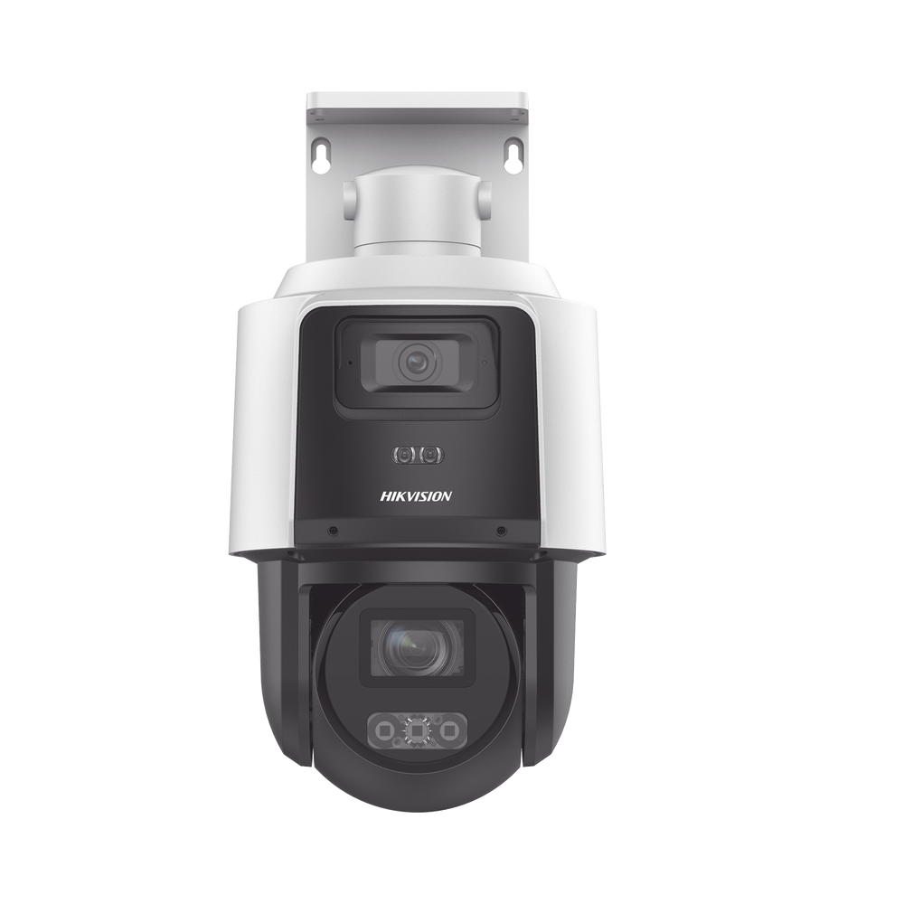 Cámara TandemVu PTZ IP 4 Megapixel con Cámara Panoramica 4 Megapixel 4X Zoom Dual Light 40 mts IR + 30 mts Luz Blanca ACUSENSE IP66 PoE+ DARKFIGHTER - SILYMX