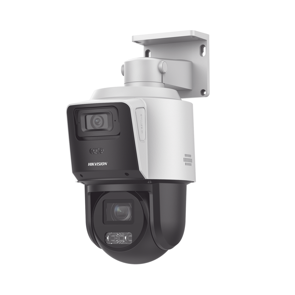 Cámara TandemVu PTZ IP 4 Megapixel con Cámara Panoramica 4 Megapixel 4X Zoom Dual Light 40 mts IR + 30 mts Luz Blanca ACUSENSE IP66 PoE+ DARKFIGHTER - SILYMX